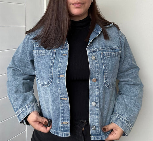 CAMISA DENIM CROPPED - MAIZ