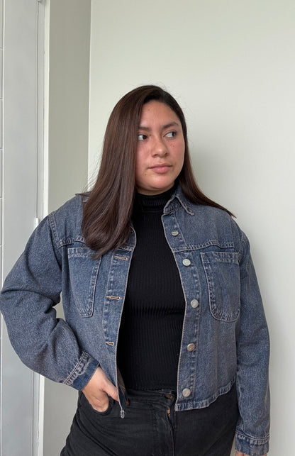 CAMISA DENIM CROPPED - MADERA