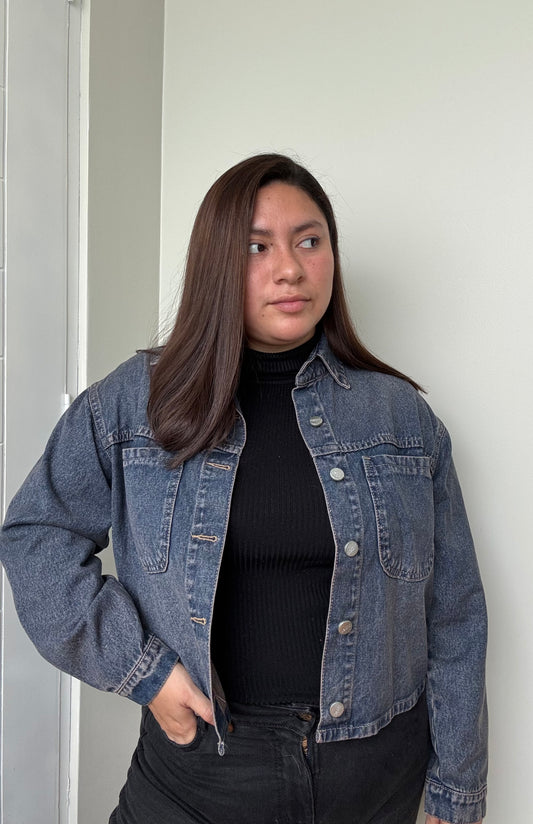 CAMISA DENIM CROPPED - MADERA