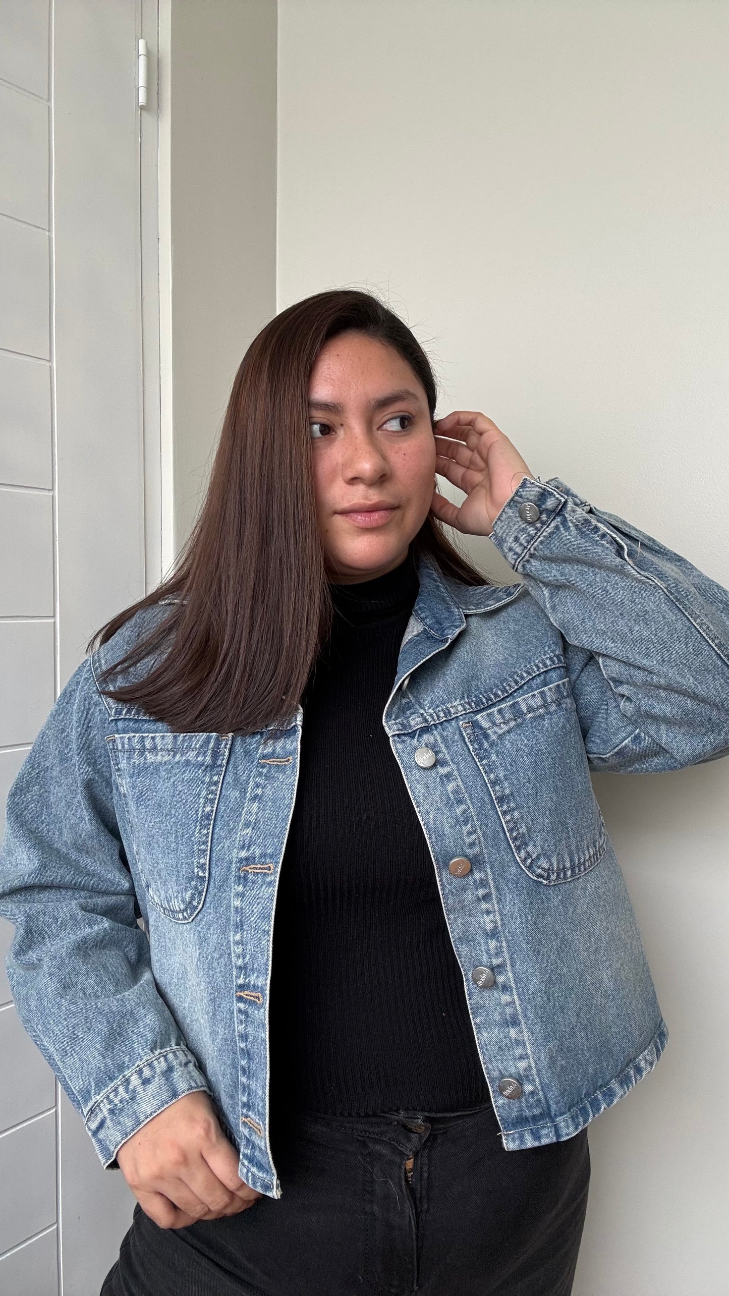 CAMISA DENIM CROPPED - MAIZ