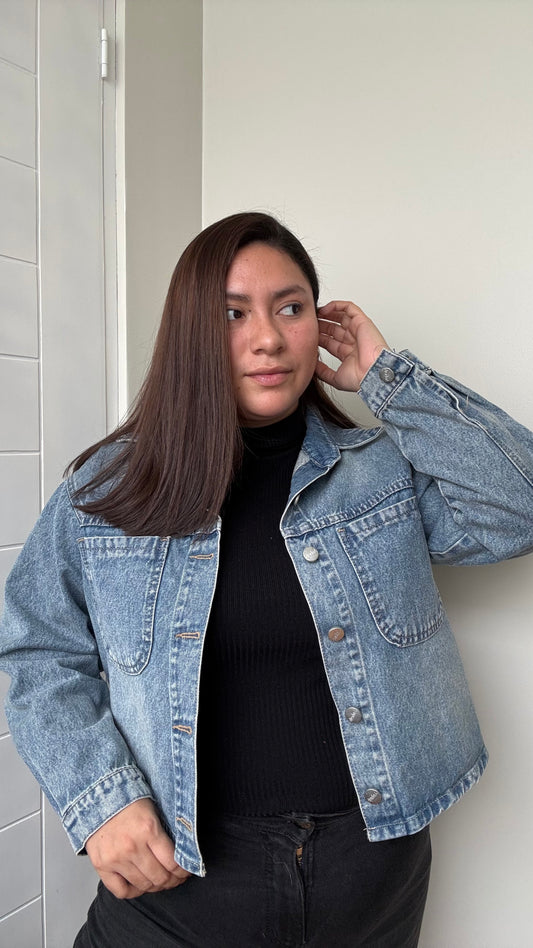 CAMISA DENIM CROPPED - MAIZ