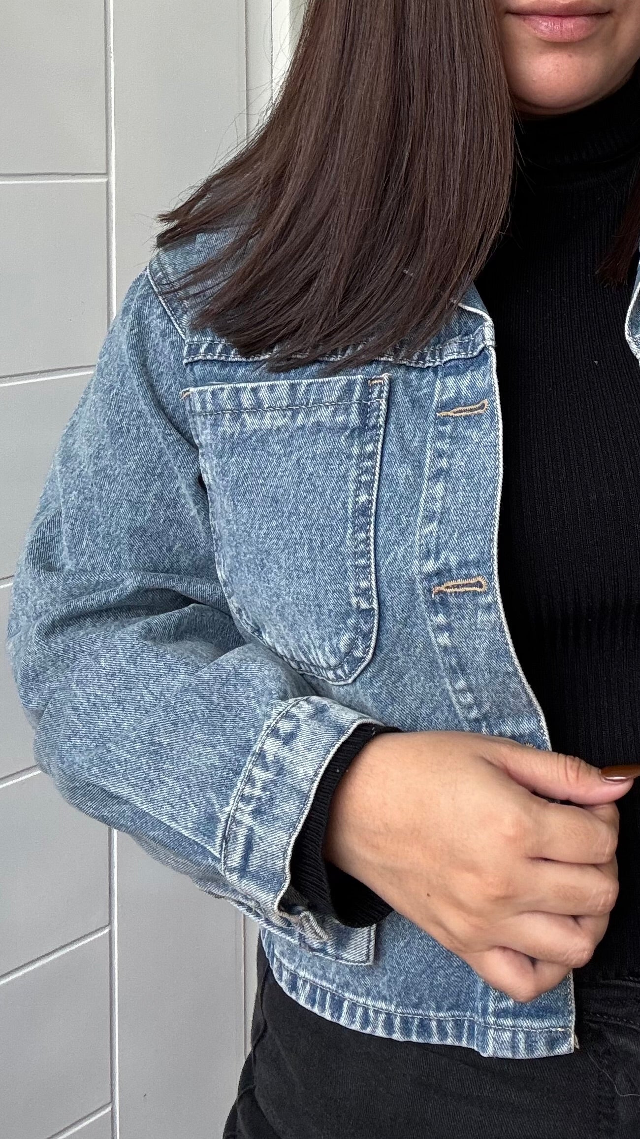 CAMISA DENIM CROPPED - MAIZ