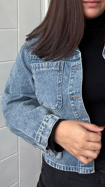 CAMISA DENIM CROPPED - MAIZ